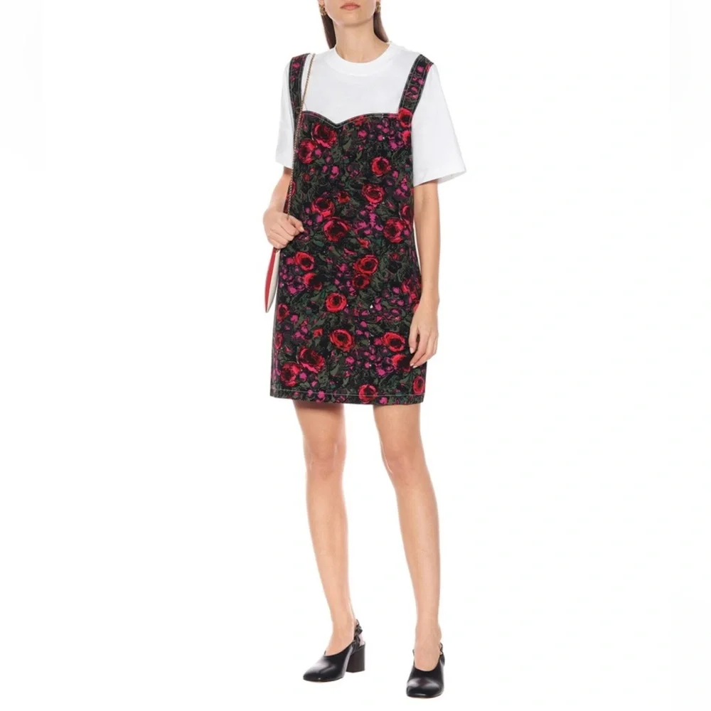 Marni Amarcord Floral Roses Faille T-Shirt Mini Dress US 6 IT 42